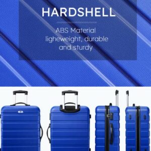 Luggage 3 Piece Sets Hard Shell Luggage Set with Spinner Wheels, TSA Lock, 20 24 28 inch Travel Suitcase Sets, Bright Blue