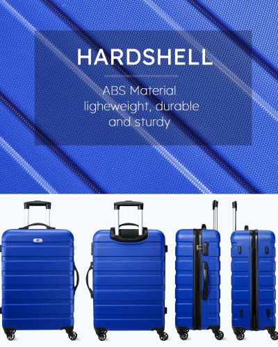 Luggage 3 Piece Sets Hard Shell Luggage Set with Spinner Wheels, TSA Lock, 20 24 28 inch Travel Suitcase Sets, Bright Blue