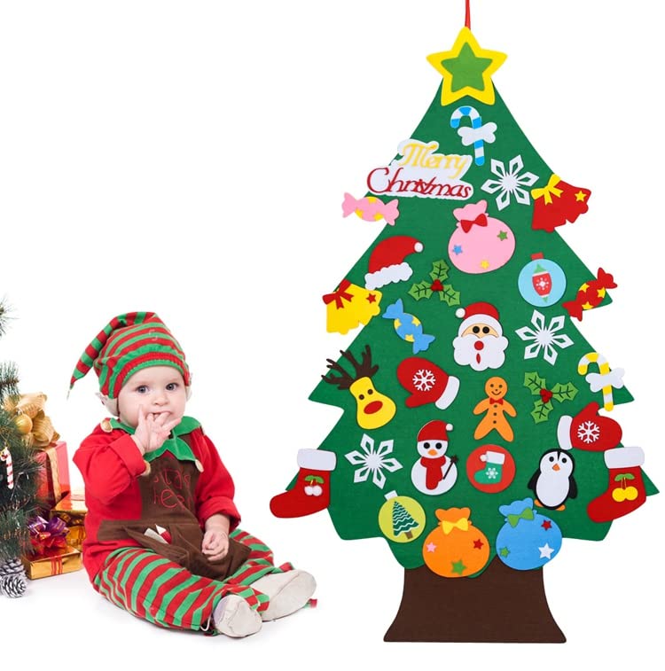 MYHJL DIY Felt Christmas Tree Merry Christmas Decoration for Home Xmas Gifts Cristmas Tree Ornaments New Year 2024(01#)