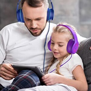 ELECDER i37 Kids Headphones & i45 Wired Headphones with Mic - Foldable Adjustable 3.5mm Jack On Ear Headphones for School Kids Smartphones Computer Kindle Tablet Children Girls Boys Teens Green&Blue