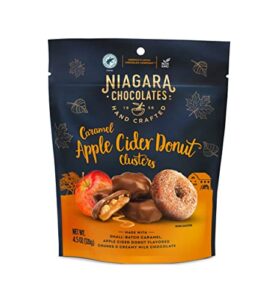 niagara chocolates milk chocolate caramel apple cider donut clusters (4.5oz) non-gmo, premium chocolate, hand-crafted