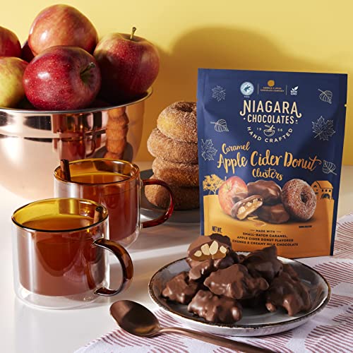 Niagara Chocolates Milk Chocolate Caramel Apple Cider Donut Clusters (4.5oz) Non-GMO, Premium Chocolate, Hand-Crafted