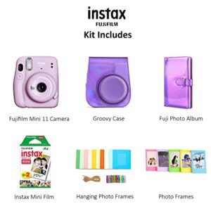 Fujifilm Instax Mini 11 Instant Film Camera, Fuji Instax Mini Film 10 Sheets, Color Frames for Mini Prints, Gift Bundle (Purple - 2)