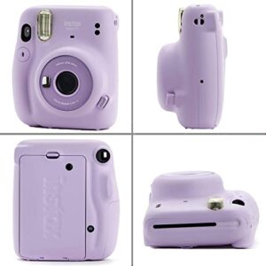 Fujifilm Instax Mini 11 Instant Film Camera, Fuji Instax Mini Film 10 Sheets, Color Frames for Mini Prints, Gift Bundle (Purple - 2)