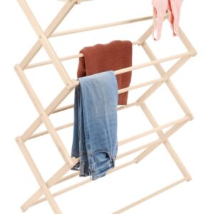 Pennsylvania Woodworks Premium American Maple Clothes Drying Rack - Handcrafted in Pennsylvania - Solid Wood Construction, Collapsible, Eco-Friendly Laundry Solution (Large)