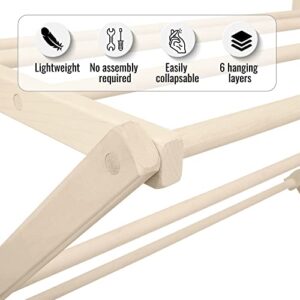 Pennsylvania Woodworks Premium American Maple Clothes Drying Rack - Handcrafted in Pennsylvania - Solid Wood Construction, Collapsible, Eco-Friendly Laundry Solution (Large)