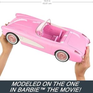 Hot Wheels RC Barbie Corvette, Battery-Operated Remote-Control Toy Car from Barbie The Movie, Holds 2 Barbie Dolls, Trunk Opens for Storage