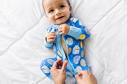 Little Sleepies Baby Boy Pajama, Viscose from Bamboo Zippy PJs, Blue Cookies & Milk, 6-12M