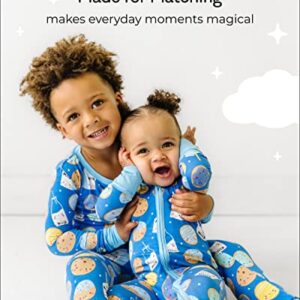 Little Sleepies Baby Boy Pajama, Viscose from Bamboo Zippy PJs, Blue Cookies & Milk, 6-12M