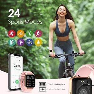 Smart Watch for Women (Dial Calls/Answer) for iphone and Android Phones Compatible, IP68 Waterproof Fitness Tracker, 24 Sport Modes, Blood Oxygen Heart Rate Sleep Monitor, Outdoor Sports Smartwatch