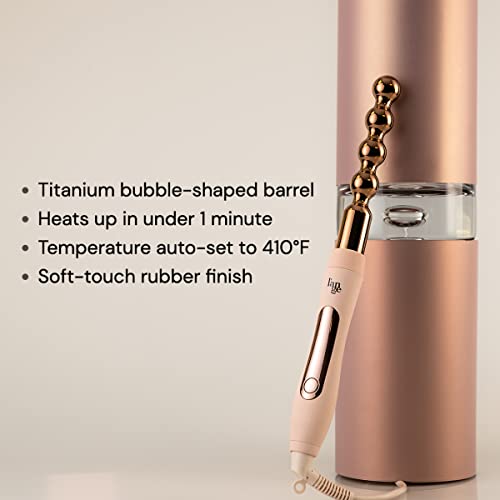 L'ANGE HAIR Le Perlé Titanium Bubble Curling Wand | Professional Hot Tools Curling Iron 1 Inch | Best Hair Curler Wand for Styling Lasting Curls and Beach Waves | Dual Voltage Travel Curling Iron