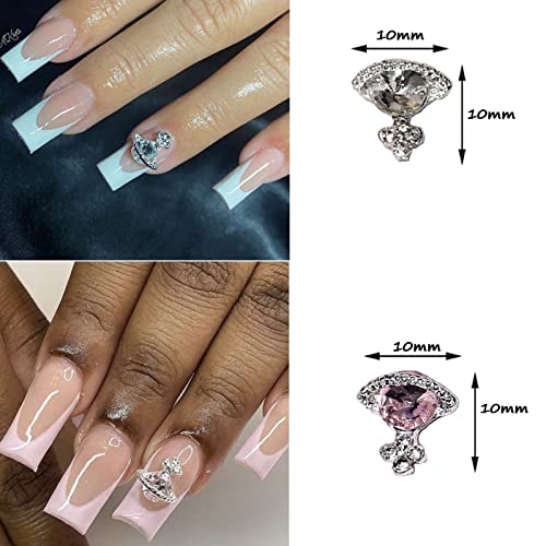 20PCS Nail Art Charms White Pink Planet 3D Shiny Nail Supplies with Rhinestones Saturn Shape Nail Accessories for Women DIY Design Nail Gem Crystals Jewelry Decoration