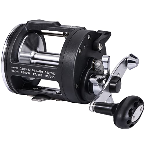 Sougayilang Trolling Reel, Level Wind Fishing Reel, Conventional Reel for Salmon-4000 Right Handle