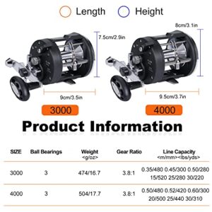 Sougayilang Trolling Reel, Level Wind Fishing Reel, Conventional Reel for Salmon-4000 Right Handle