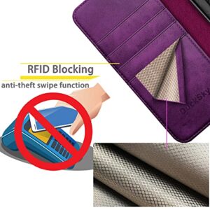 DuckSky for iPhone 14 Pro 6.1" Genuine Leather Wallet case 【RFID Blocking】【4 Credit Card Holder】【Real Leather】 Flip Folio Book Phone case Protective Cover Women Men for Apple 14Pro 5G case Purple