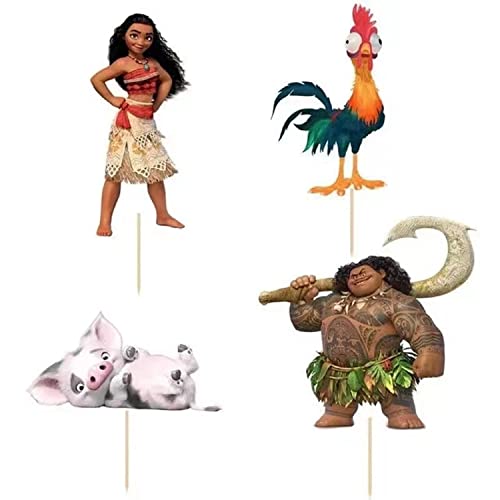 24PCS Moana Cake Toppers for Kids Birthday Party Cake Decorations (Cup Cake Topper)