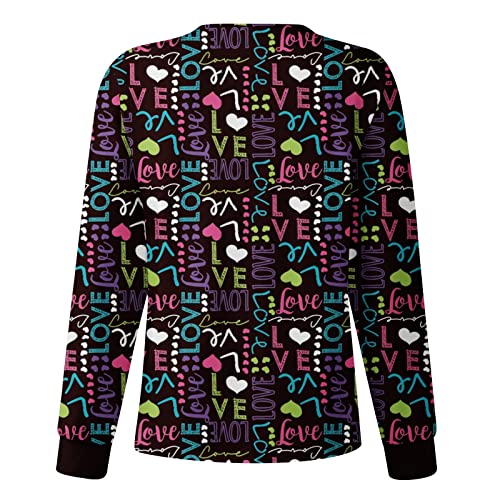 Womens Long Sleeve Scrub Jackets Print Under Tops Snap Front Cute Animals Pattern Christmas Nurse Working Uniforms 3X-Large…