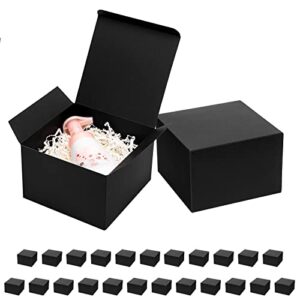 mcfleet black gift boxes with lids 6x6x4 inches 25 pack groomsmen proposal boxes cardboard gift box for presents, craft boxes for christmas, wedding, graduation, holiday, birthday gift packaging