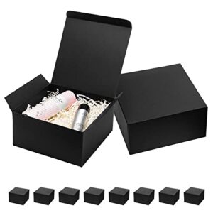 mcfleet black gift boxes with lids 8x8x4 inches 10 pack groomsmen proposal boxes cardboard gift box for presents, craft boxes for christmas, wedding, graduation, holiday, birthday gift packaging