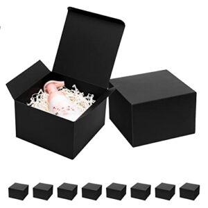 mcfleet black gift boxes with lids 6x6x4 inches 10 pack groomsmen proposal boxes cardboard gift box for presents, craft boxes for christmas, wedding, graduation, holiday, birthday gift packaging