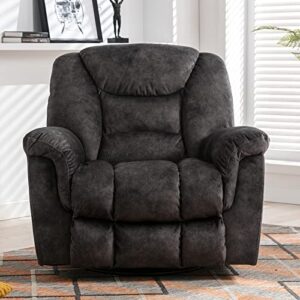 ANJ Oversized Rocker Chair Manual 360 Degree Swivel Recliners Comfy Glider Rocking Chairs for Big Man Home Extra Wide Overstuffed Reclining Chair for Living Room, Grey