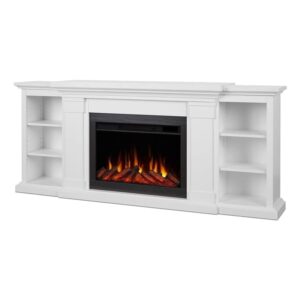 winterset slim media electric fireplace in white by real flame (4830e-blk)