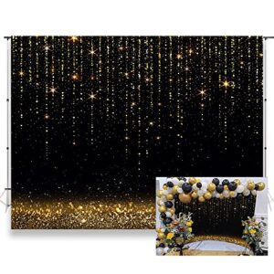 KUKUSOUL 7x5ft Gold Bokeh Spots Backdrop Black and Gold Glitter Sparkle Wedding Photography Background Birthday Party Decorations Banner Photo Booth Studio Props KUBQY087