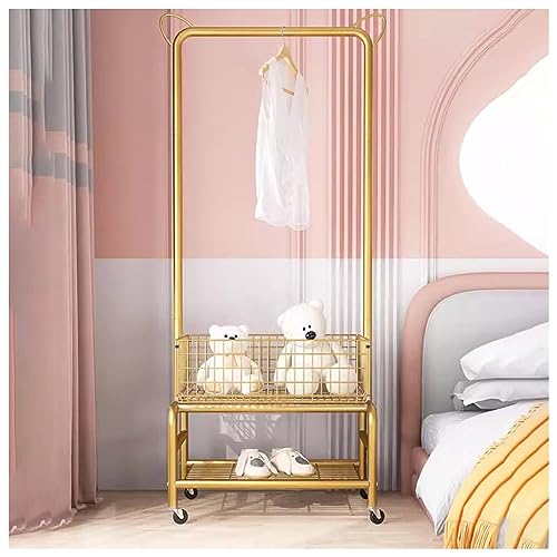 OTBK Clothing Garment Rack Multifunctional Clothes Organizer With Cat Ears The Non-slip Beads For Hanging Clothes,Shoes,Bags (Color : Gold)