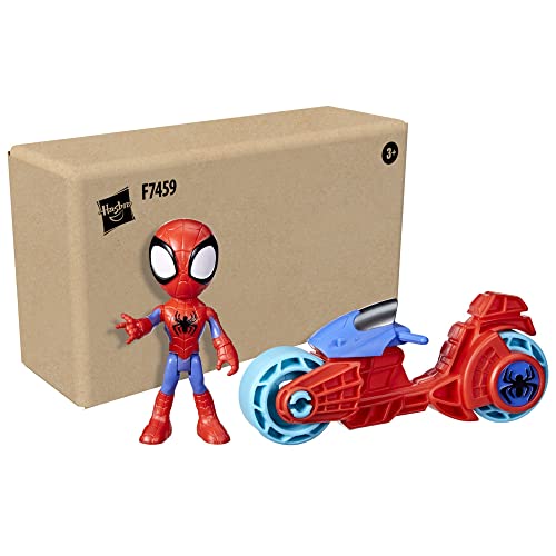 Spidey and His Amazing Friends Marvel, 4-Inch Scale Spidey Action Figure with Toy Motorcycle, Preschool Toys for 3 Year Old Boys and Girls and Up