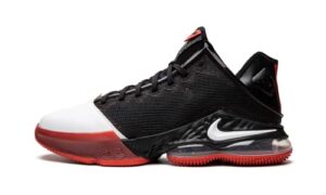 nike mens lebron 19 low basketball shoes, black/university red/white, 9.5