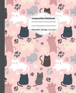 cat composition notebooks: wide ruled lined paper notebook journal, writing journal comp lined notebooks for school and kindergarten, writing journal notebook with lined paper