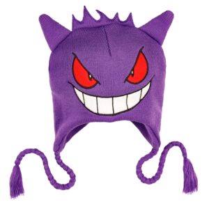 bioworld pokemon gengar face 3d laplander beanie skull cap purple