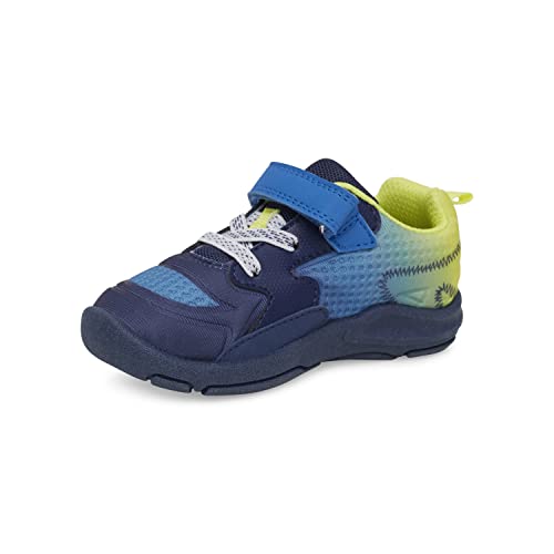 OshKosh B'Gosh Boy's Gabriel Athletic Sneaker, Navy/Lime, 10 Toddler