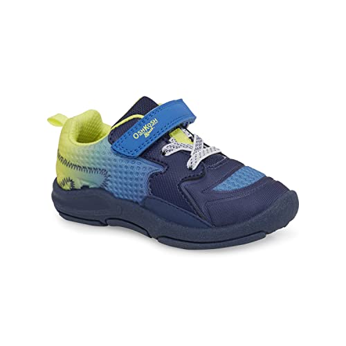 OshKosh B'Gosh Boy's Gabriel Athletic Sneaker, Navy/Lime, 10 Toddler