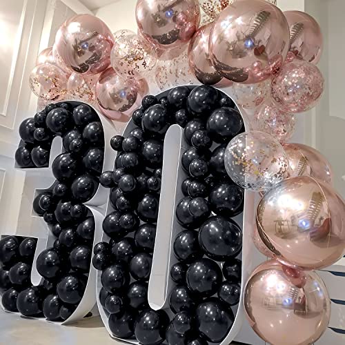 MOMOHOO Black Balloons Garland Arch - 154Pcs 5/10/12/18 Inch Black Balloons Different Sizes Halloween Balloons, Graduation Party Decorations, Birthday Ballons Black Latex Balloons Anniversary Balloons