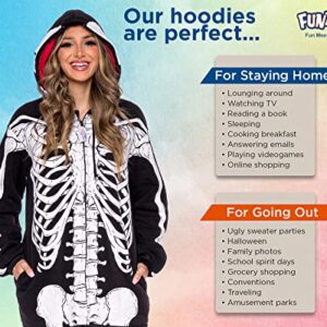 Funziez! Fun Halloween Hoodies, Pumpkin and Skeleton Pullover Costumes, Adult Hooded Sweatshirts for Women and Men