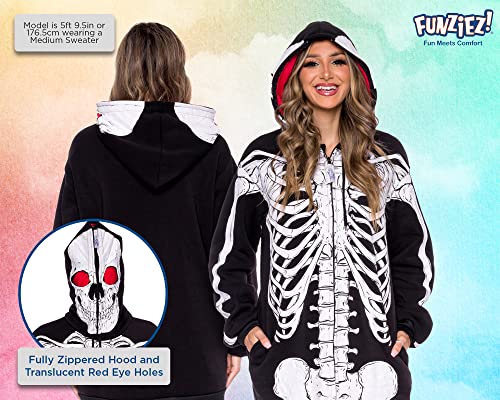 Funziez! Fun Halloween Hoodies, Pumpkin and Skeleton Pullover Costumes, Adult Hooded Sweatshirts for Women and Men