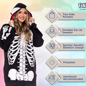 Funziez! Fun Halloween Hoodies, Pumpkin and Skeleton Pullover Costumes, Adult Hooded Sweatshirts for Women and Men