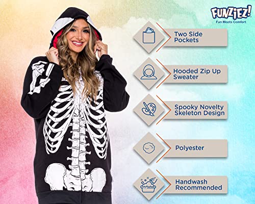 Funziez! Fun Halloween Hoodies, Pumpkin and Skeleton Pullover Costumes, Adult Hooded Sweatshirts for Women and Men