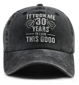 30th birthday decorations for women men, funny 1993 dirty 30th birthday gifts for him, 30 years to look this good hats, adjustable cotton embroidered baseball cap for dad mom husband wife friends