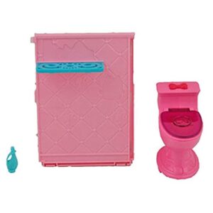 replacement parts for barbie dream house playset - x7949 ~ includes pink bathroom shower wall with shelf, toilet and shampoo bottle