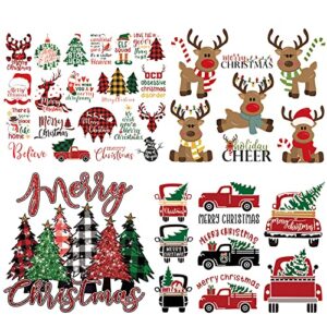 christmas heat transfer iron on patches deer xmas tree car iron on vinyl for fall winter christmas easter crafts supplies
