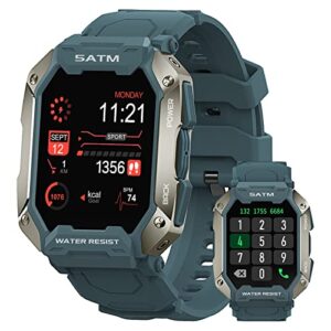 amaztim smart watches for men,50m waterproof rugged military grade bluetooth call(answer/dial calls)，health tracker for android phones and iphone compatible,1.72" heart rate/blood pressure watch
