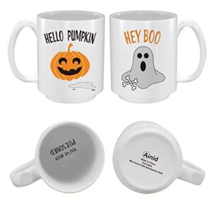 Hey Boo You've Been Poisoned | Hello Pumpkin- 15OZ Halloween Coffee Mug Fall Coffee Mugs Gift Funny Novelty Halloween Tea Cups