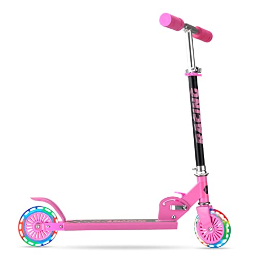 Scooters for Kids 2 Wheel Folding Kick Scooter for Girls Boys Ages 3+ to Teen, fold-to-Carry, Lightweight, Portable Scooter with Motion-Activated Light-up Wheels, and Adjustable Handlebars