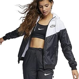 Nike Womens Sportswear Windrunner Jacket (as1, alpha, s, regular, regular, Black/White, Small), (CN6910)