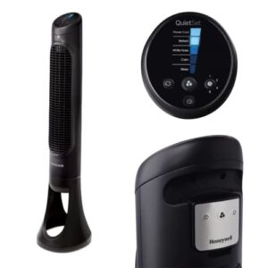 honeywell hyf260bv2 quiet set 5-speed settings 40” oscillating standing tower fan with remote control auto-off timer function (renewed)