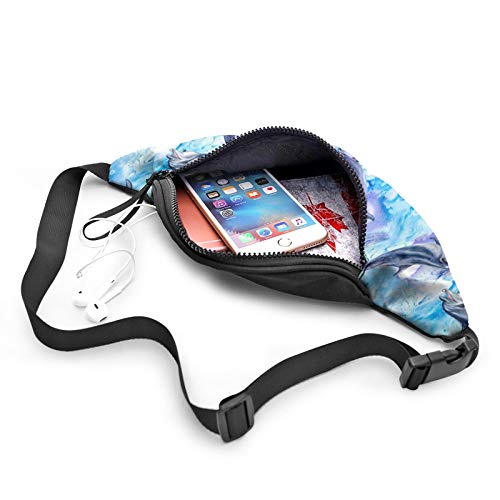 Sea Blue With Dolphins Fanny Pack Fashion Waist Bag