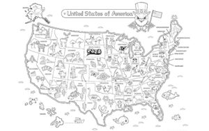 chroma kid giant coloring poster - the big one (62''x46'') - large coloring poster united states of america - educational kids - coloring posters home or school largest on the market white, black