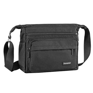 Messenger Bag for Men,Small Messenger Bag Black Canvas Crossbody Bag for Women Satchel Travel Shoulder Purse